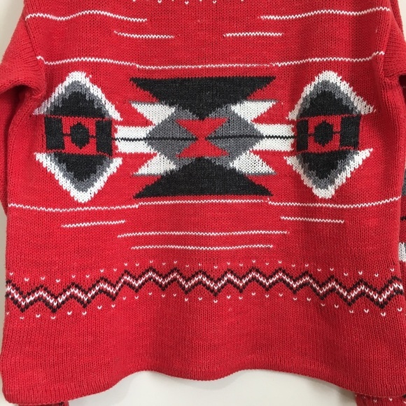 Vintage Ralph Lauren Aztec Southwest Tribal Red Crew Neck Hand Knit sweater L - Picture 6 of 15